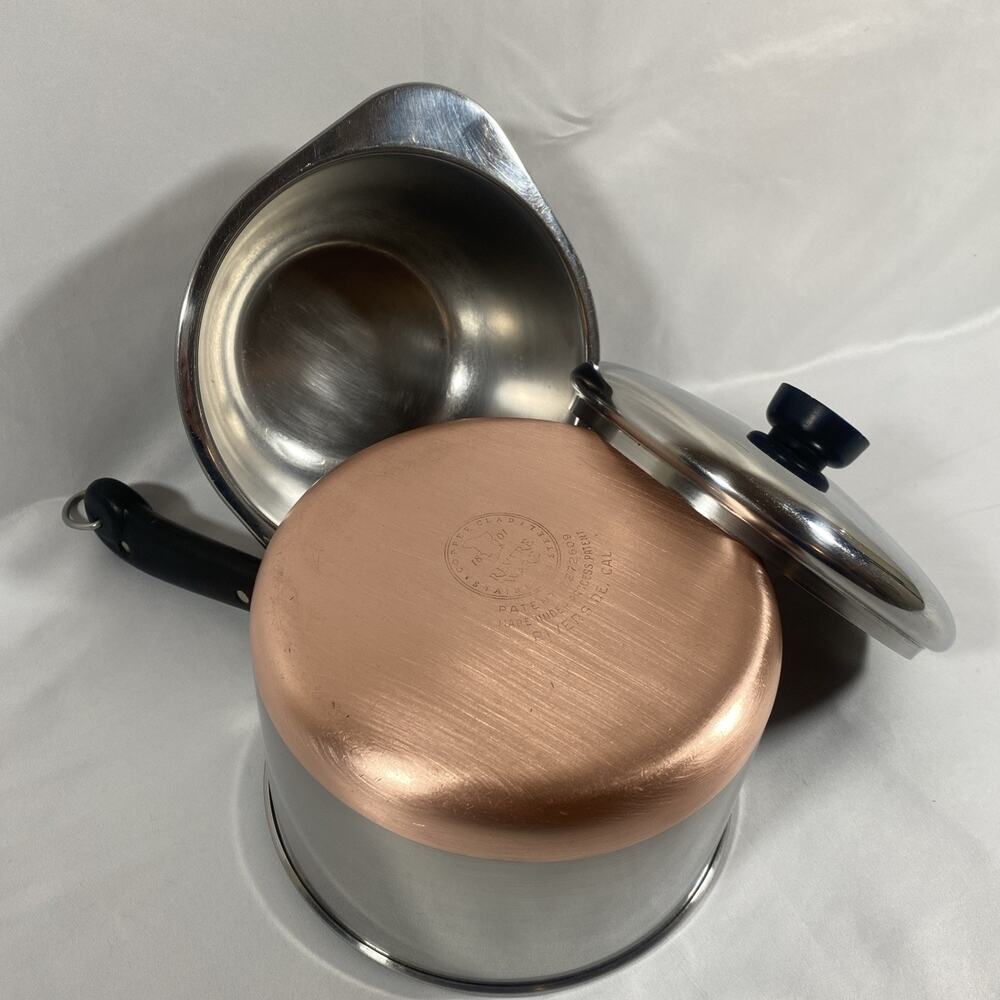 Revere Ware 3 Qt Saucepan Boiler Copper Bottom With Lid Stainless Steel Pre-1968